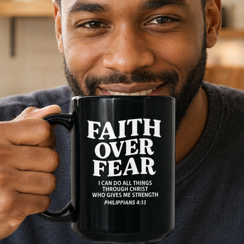 Faith Over Fear – Psalm 56:3 Black Coffee Mug