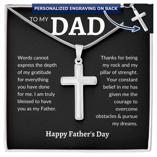 Personalized Engraving Dad cross, Dad Gift for father Birthday Gift, To my dad necklace