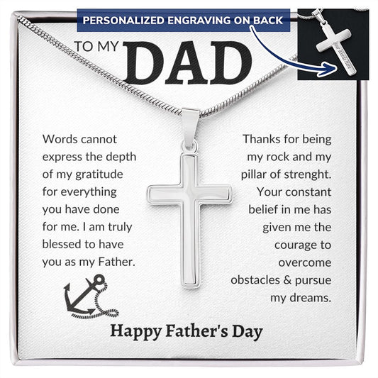 Personalized Engraving Dad cross, Dad Gift for father Birthday Gift, To my dad necklace