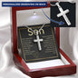To My son Engraved Cross Necklace, Personalized Custom Name Necklace for Son Birthday Cross, Graduation Grandson Gift