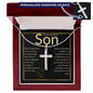 To My son Engraved Cross Necklace, Personalized Custom Name Necklace for Son Birthday Cross, Graduation Grandson Gift