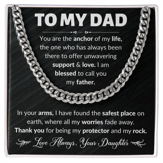 Father's Day Gifts for Dad, To My Dad Cuban Link Chain Necklace, Birthday Gift