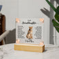 To My Granddaughter | Square Acrylic Plaque | Lion | I Love You