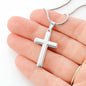 Grandson, Never Give Up - Cross Necklace - Remember whose grandson you are & never give up
