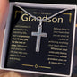 Grandson, Never Give Up - Cross Necklace - Remember whose grandson you are & never give up