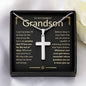 Grandson, Never Give Up - Cross Necklace - Remember whose grandson you are & never give up
