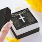 Grandson, Never Give Up - Cross Necklace - Remember whose grandson you are & never give up
