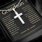 Grandson, Never Give Up - Cross Necklace - Remember whose grandson you are & never give up