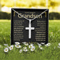 Grandson, Never Give Up - Cross Necklace - Remember whose grandson you are & never give up