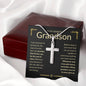 Grandson, Never Give Up - Cross Necklace - Remember whose grandson you are & never give up