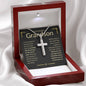 Grandson, Never Give Up - Cross Necklace - Remember whose grandson you are & never give up