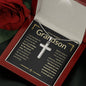 Grandson, Never Give Up - Cross Necklace - Remember whose grandson you are & never give up