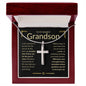 Grandson, Never Give Up - Cross Necklace - Remember whose grandson you are & never give up