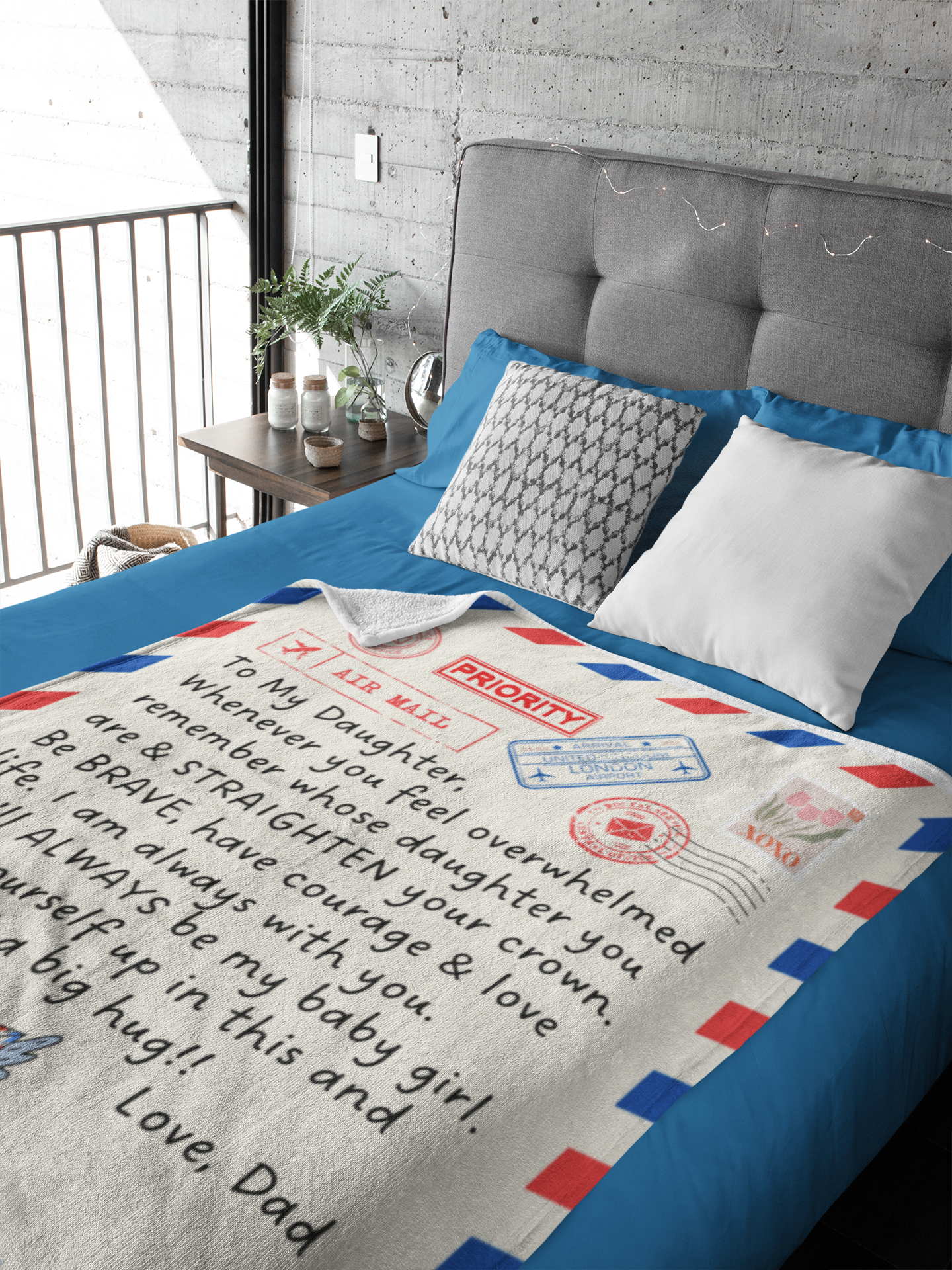 To My Daughter From Dad Air Mail Blanket Premium Sherpa Blanket 50x60