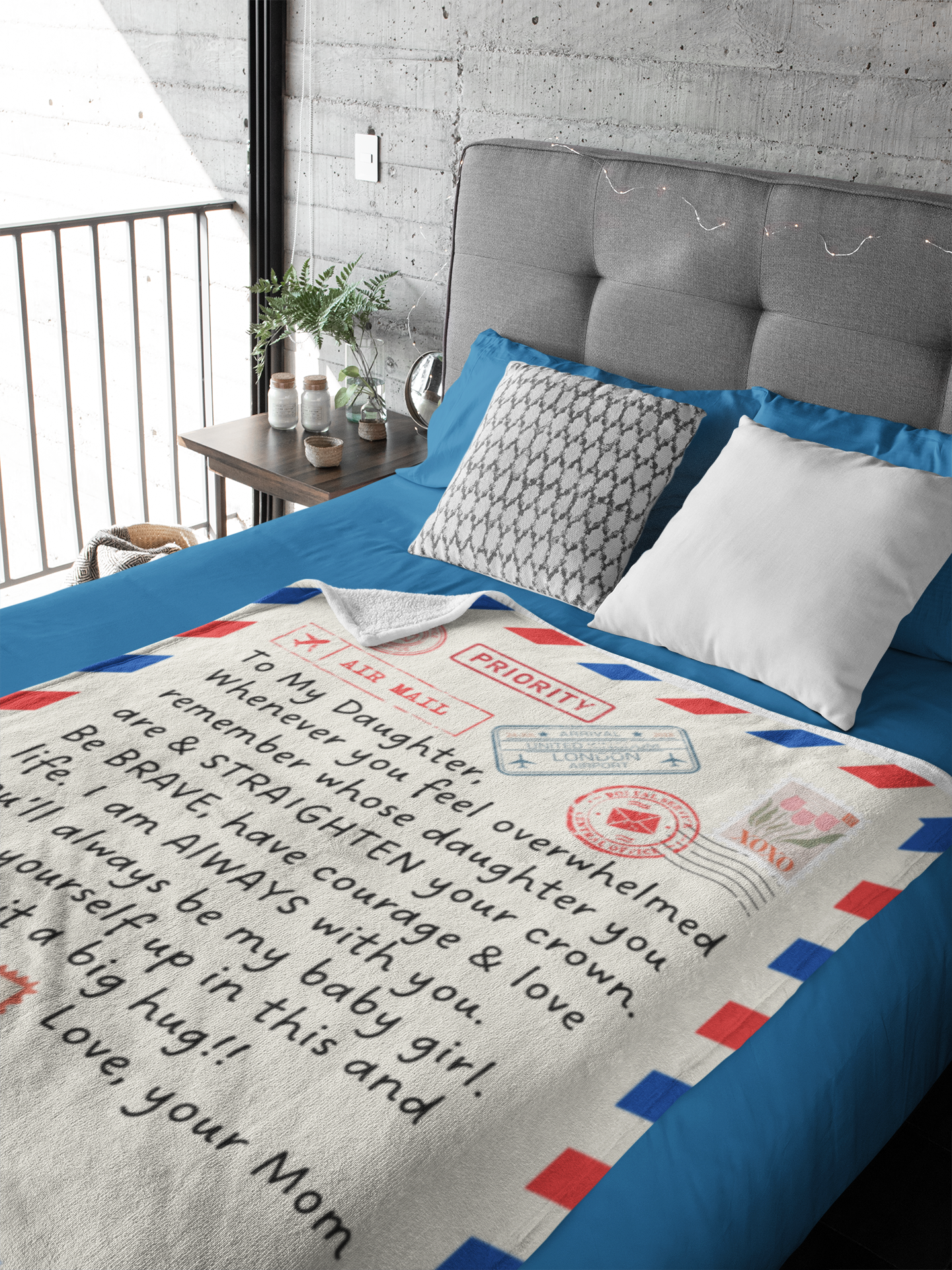 To My Daughter Air Mail Blanket From Mom Premium Sherpa Blanket 50x60