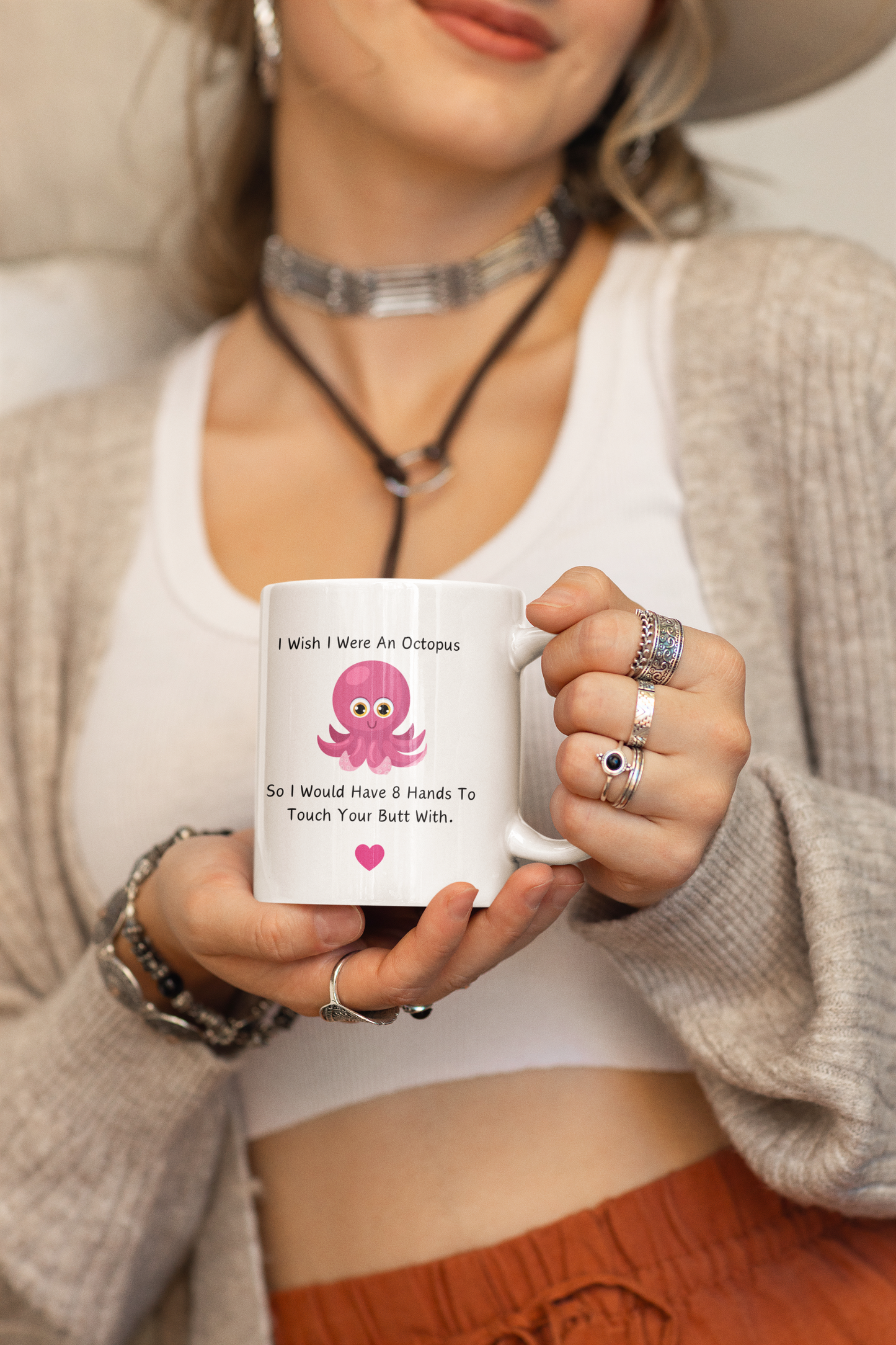 I Wish I Were an Octopus So I Would Have 8 Hands To Touch Your Butt With MUG 11oz | White Mug Octopus Mug | Funny coffee mug