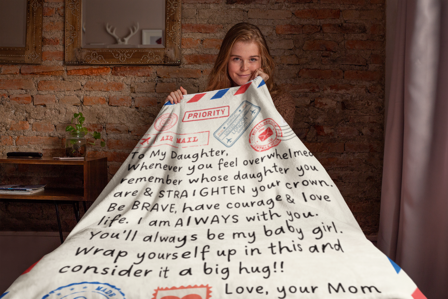 To My Daughter Air Mail Blanket From Mom Premium Sherpa Blanket 50x60