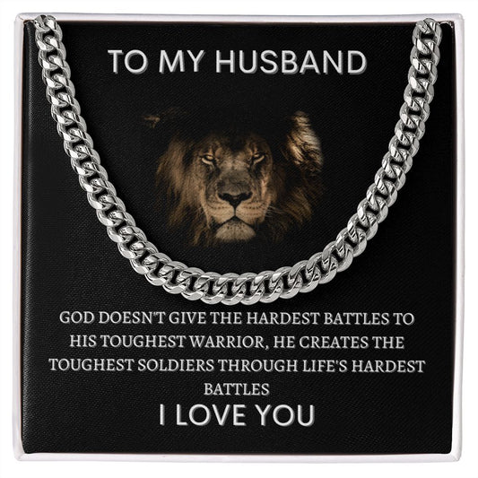 To My Husband | Cuban Link Chain - Lion | I Love You