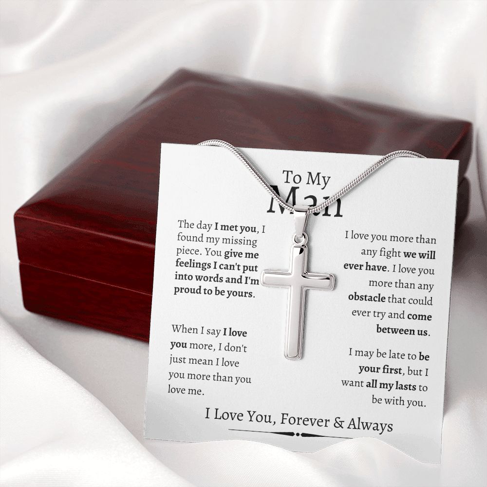 To My Man | Stainless Steel Cross Necklace | I Love You, Forever & Always