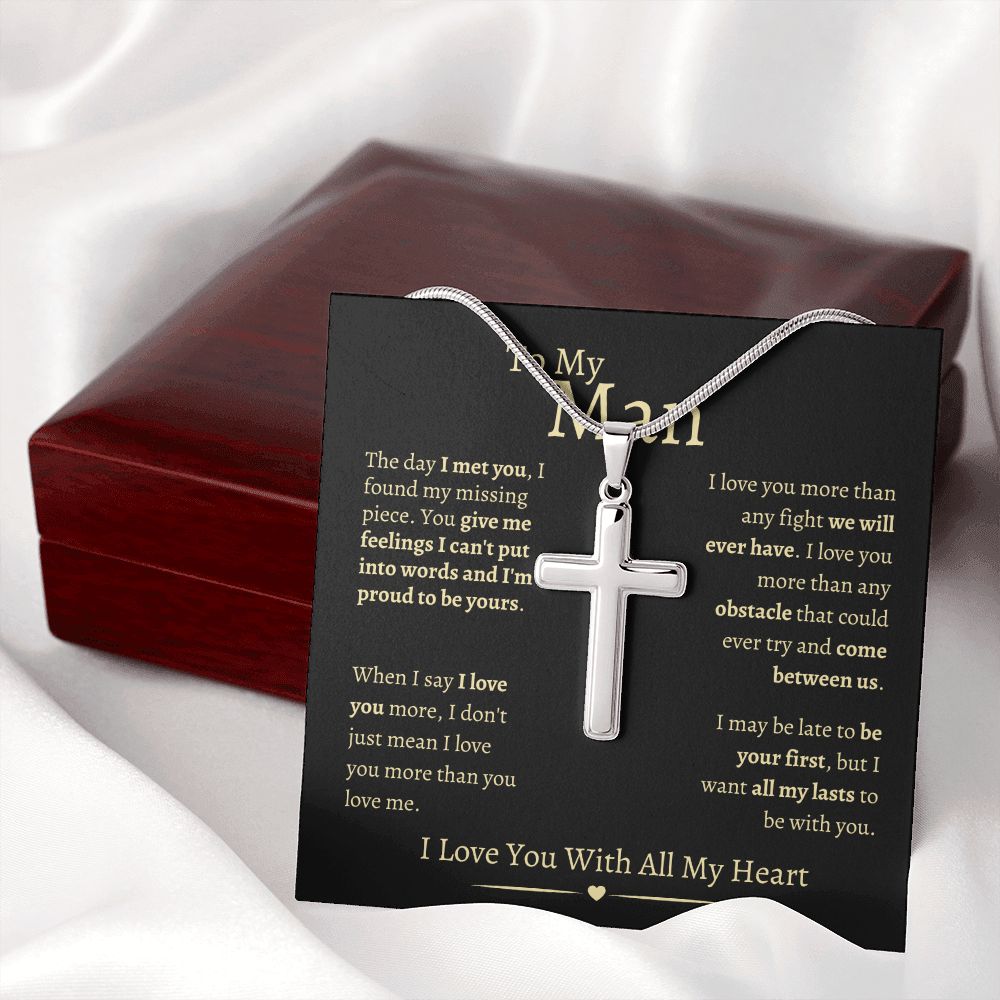 To My Man | Stainless Steel Cross Necklace | I Love You With All My Heart