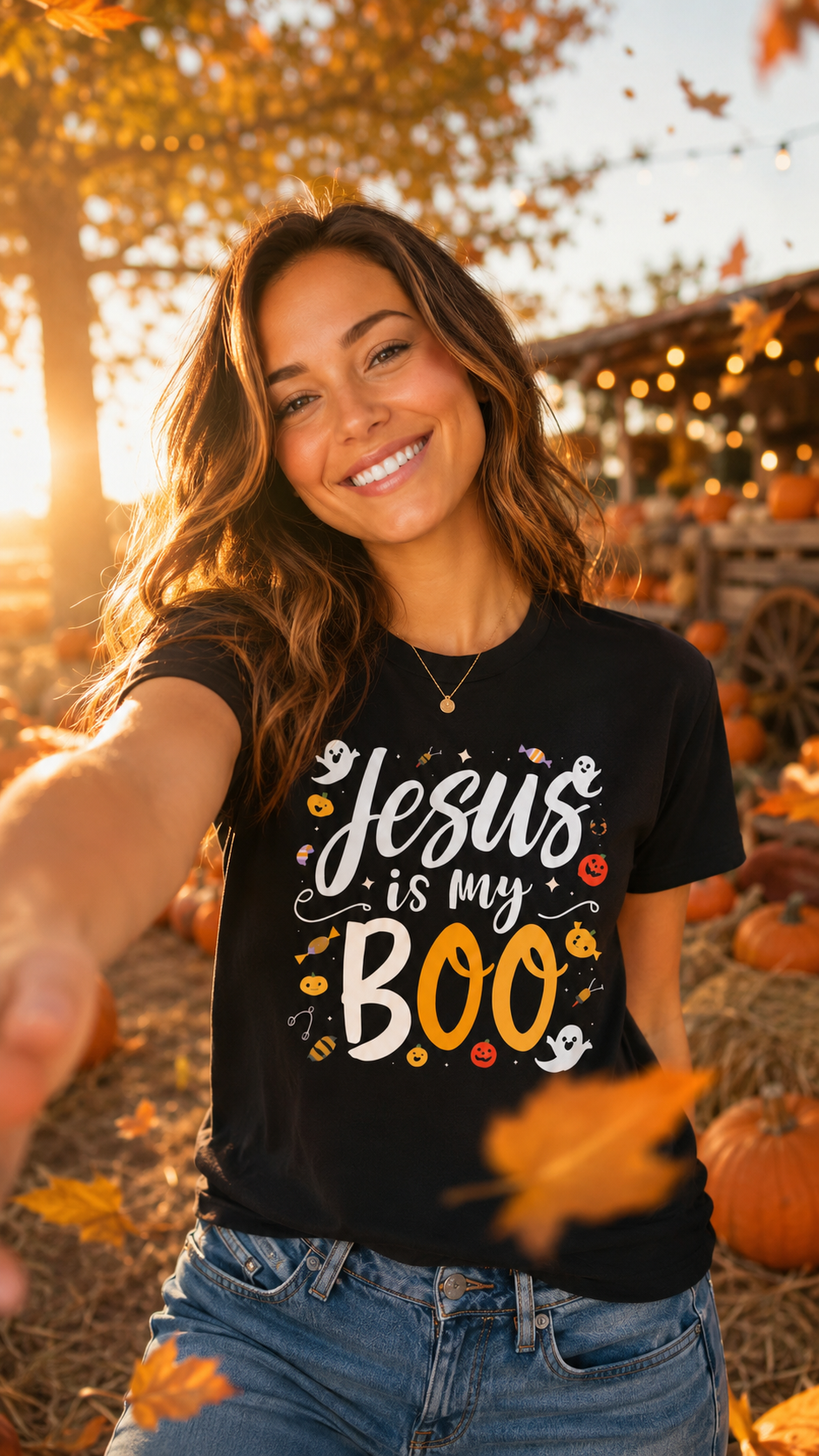 Jesus Is My Boo 👻✨ | Christian Faith Halloween T-Shirt – Cute Fall Graphic Unisex Tee