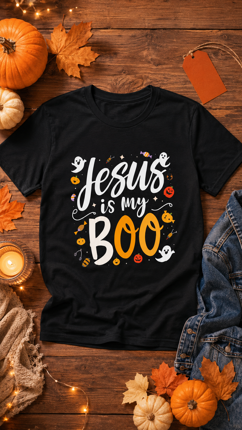 Jesus Is My Boo 👻✨ | Christian Faith Halloween T-Shirt – Cute Fall Graphic Unisex Tee