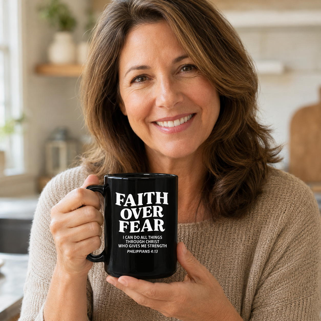 Faith Over Fear – Psalm 56:3 Black Coffee Mug