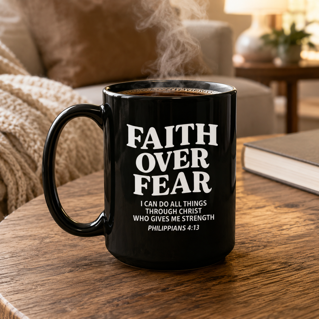 Faith Over Fear – Psalm 56:3 Black Coffee Mug