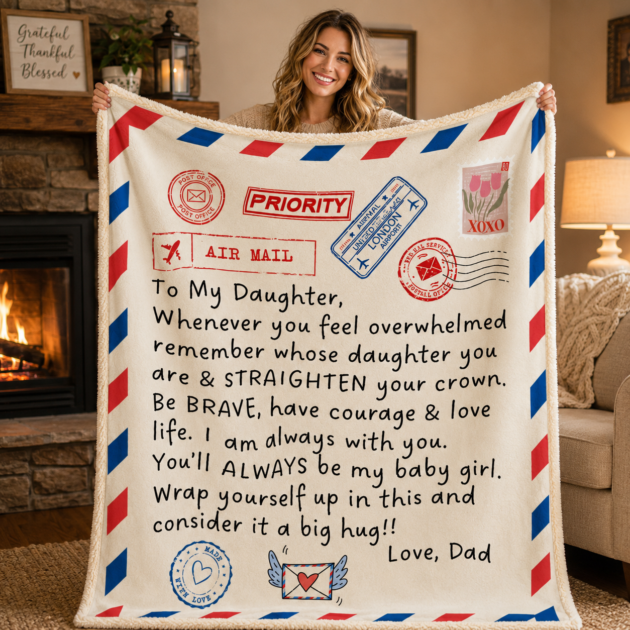 To My Daughter From Dad Air Mail Blanket Premium Sherpa Blanket 50x60