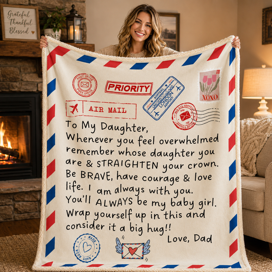To My Daughter From Dad Air Mail Blanket Premium Sherpa Blanket 50x60