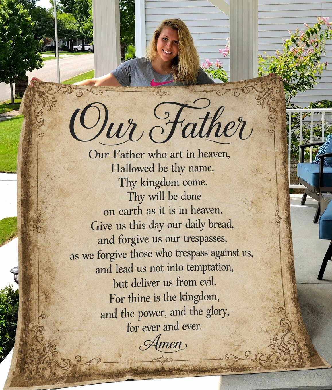 The Lord's Prayer Sherpa Blanket | Christian Faith Throw | 50x60
