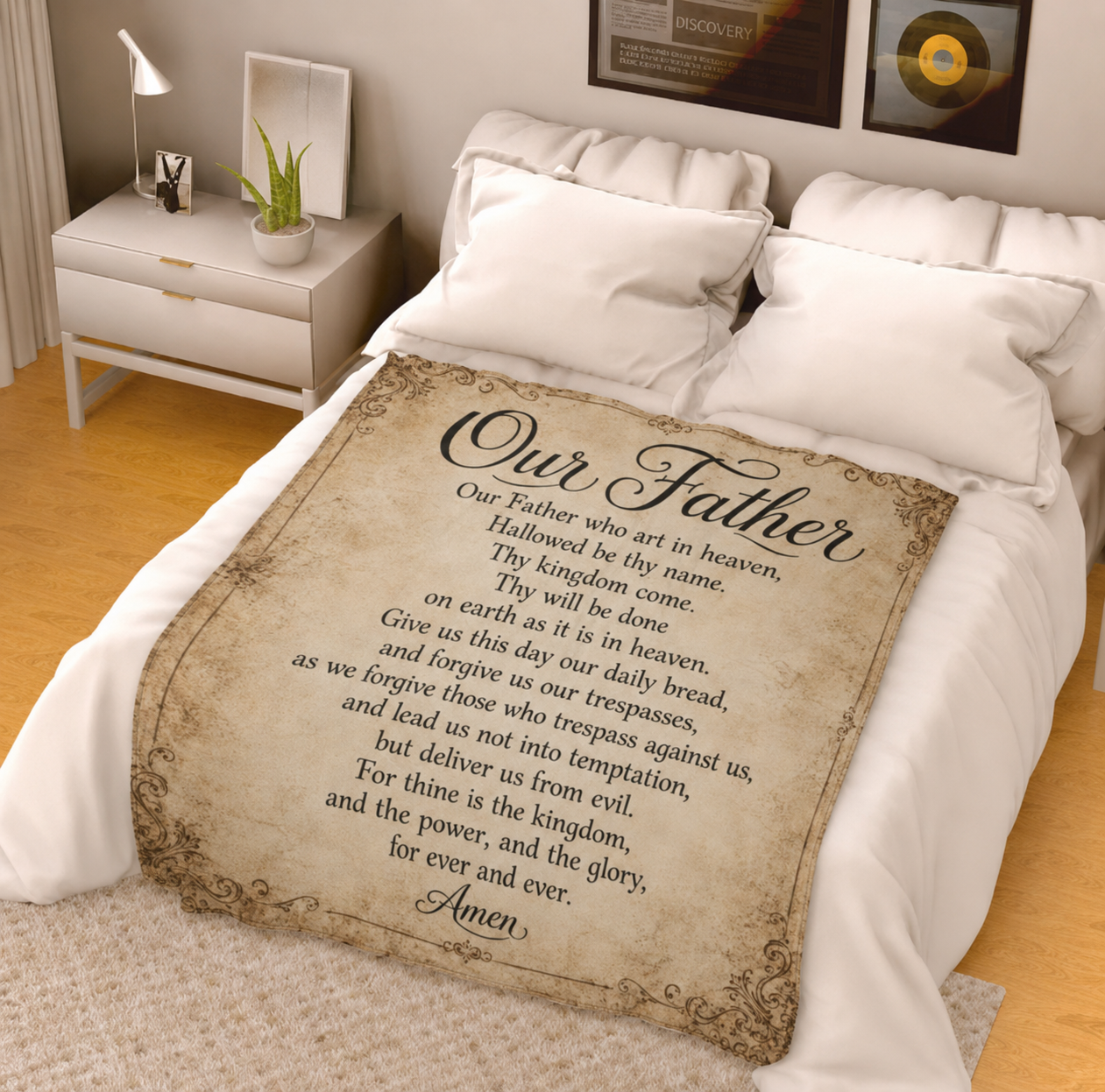 The Lord's Prayer Sherpa Blanket | Christian Faith Throw | 50x60