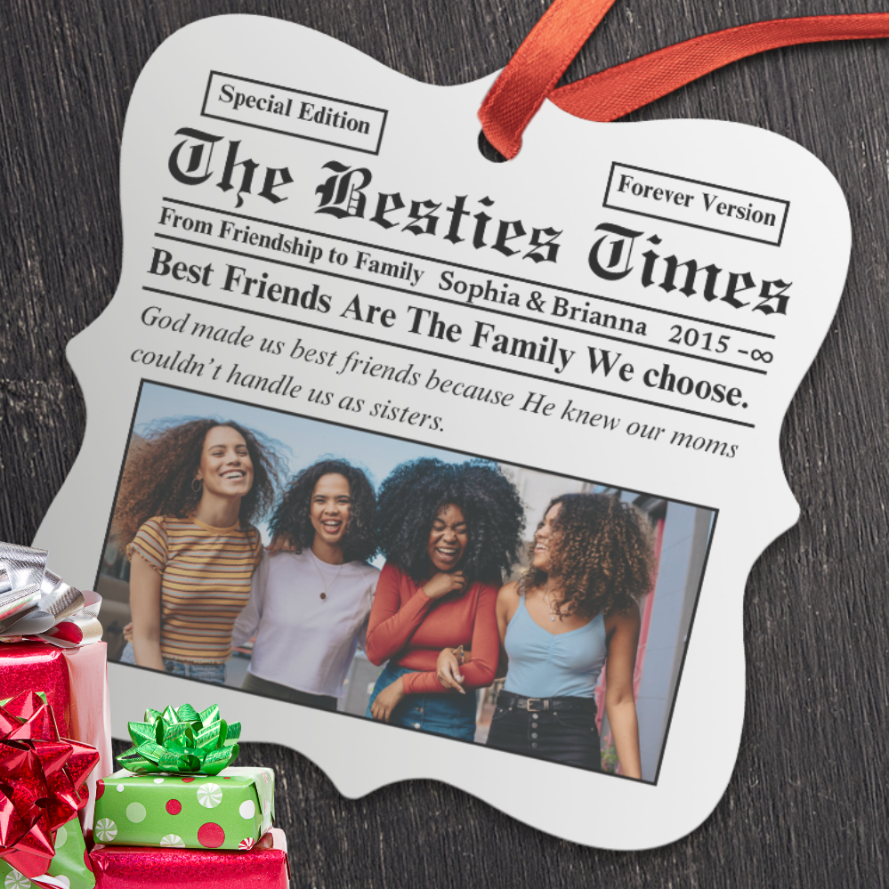 Besties Times | Best Friends Forever | Personalized Christmas Ornament