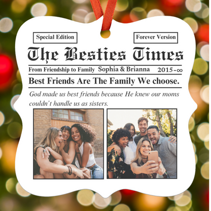 Besties Times | Best Friends Forever | Personalized Christmas Ornament