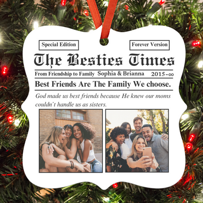 Besties Times | Best Friends Forever | Personalized Christmas Ornament