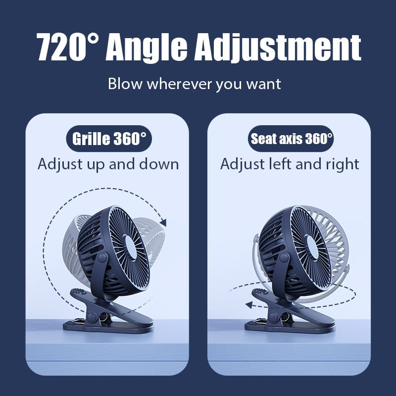 Rechargeable Clip-on Portable Mini Desk Fan