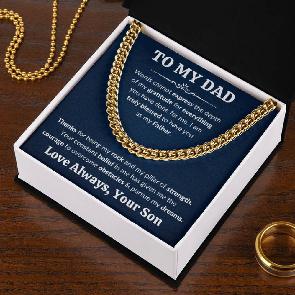 To My Dad Cuban Link Chain Necklace Gift, Father Necklace, Father's Day Gifts for Dad from Son, Custom Gifts for Father