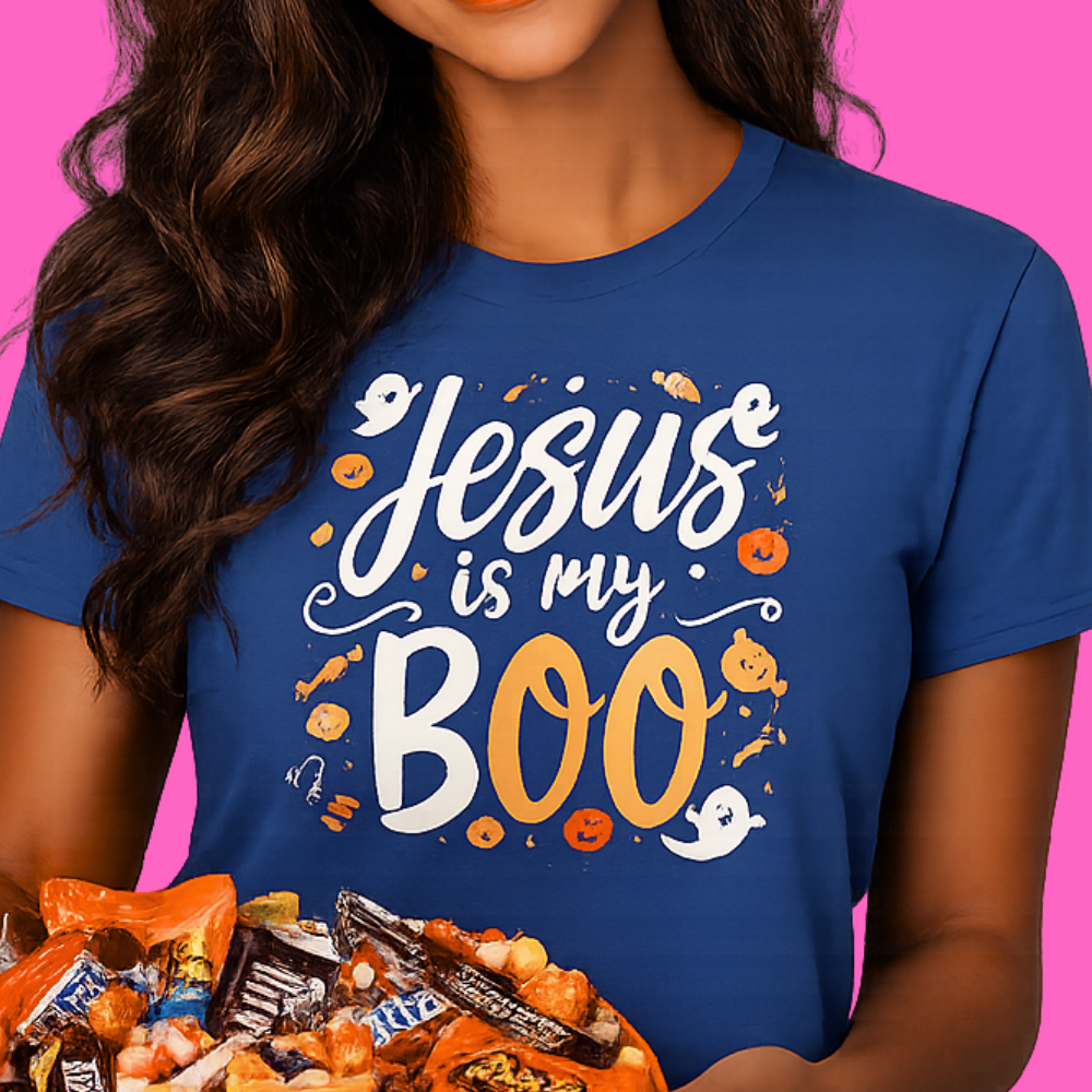 Jesus Is My Boo 👻✨ | Christian Faith Halloween T-Shirt – Cute Fall Graphic Unisex Tee