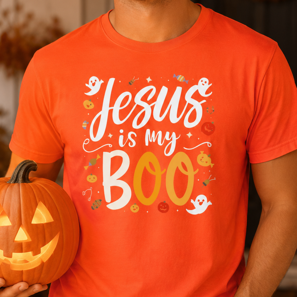 Jesus Is My Boo 👻✨ | Christian Faith Halloween T-Shirt – Cute Fall Graphic Unisex Tee