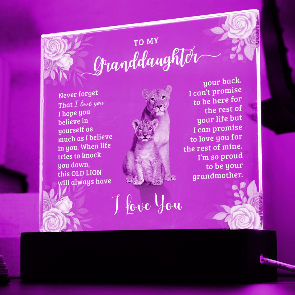 To My Granddaughter | Square Acrylic Plaque | Lion | I Love You