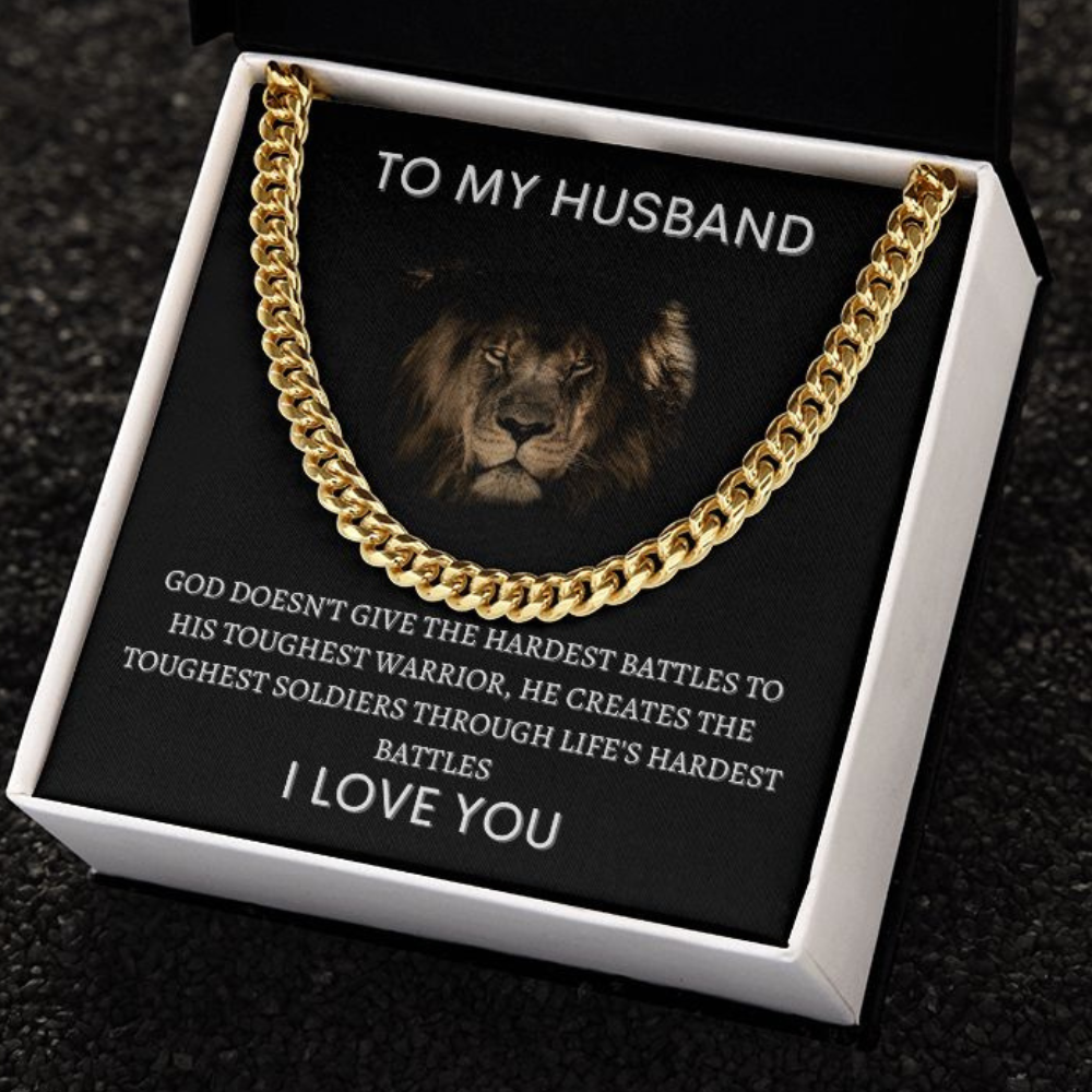 To My Husband Lion Cuban Link Chain Gift 🦁⛓️❤️