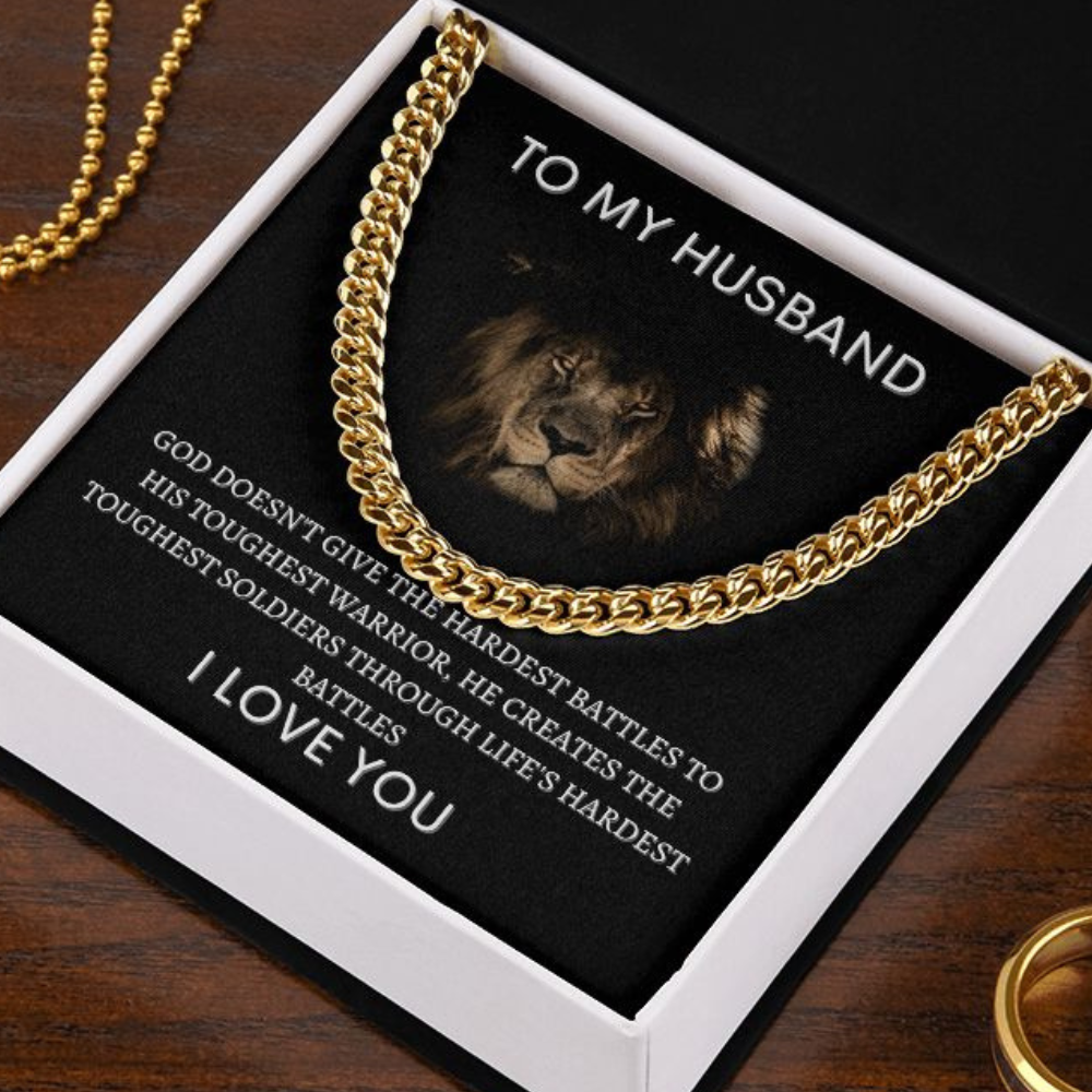To My Husband Lion Cuban Link Chain Gift 🦁⛓️❤️