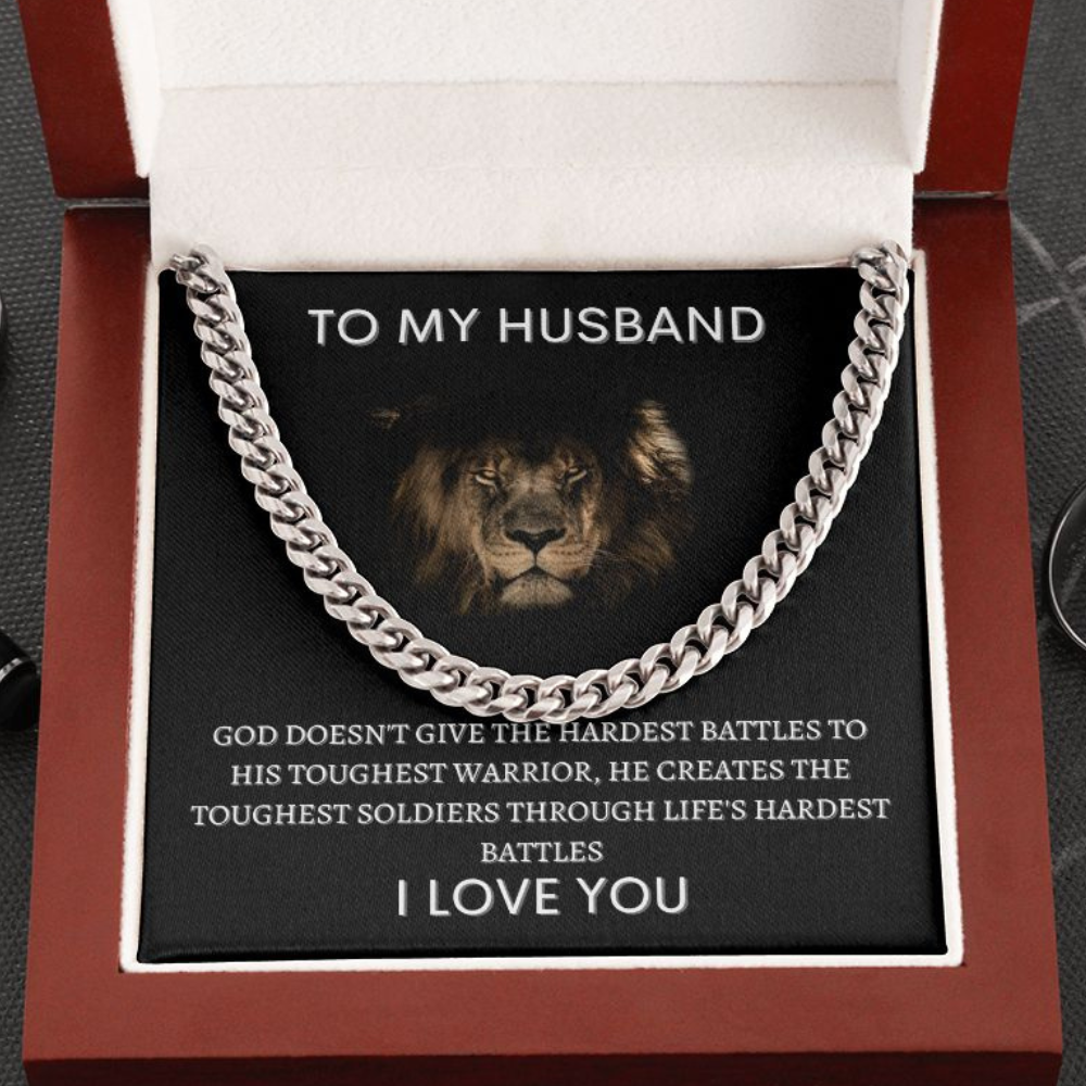 To My Husband Lion Cuban Link Chain Gift 🦁⛓️❤️