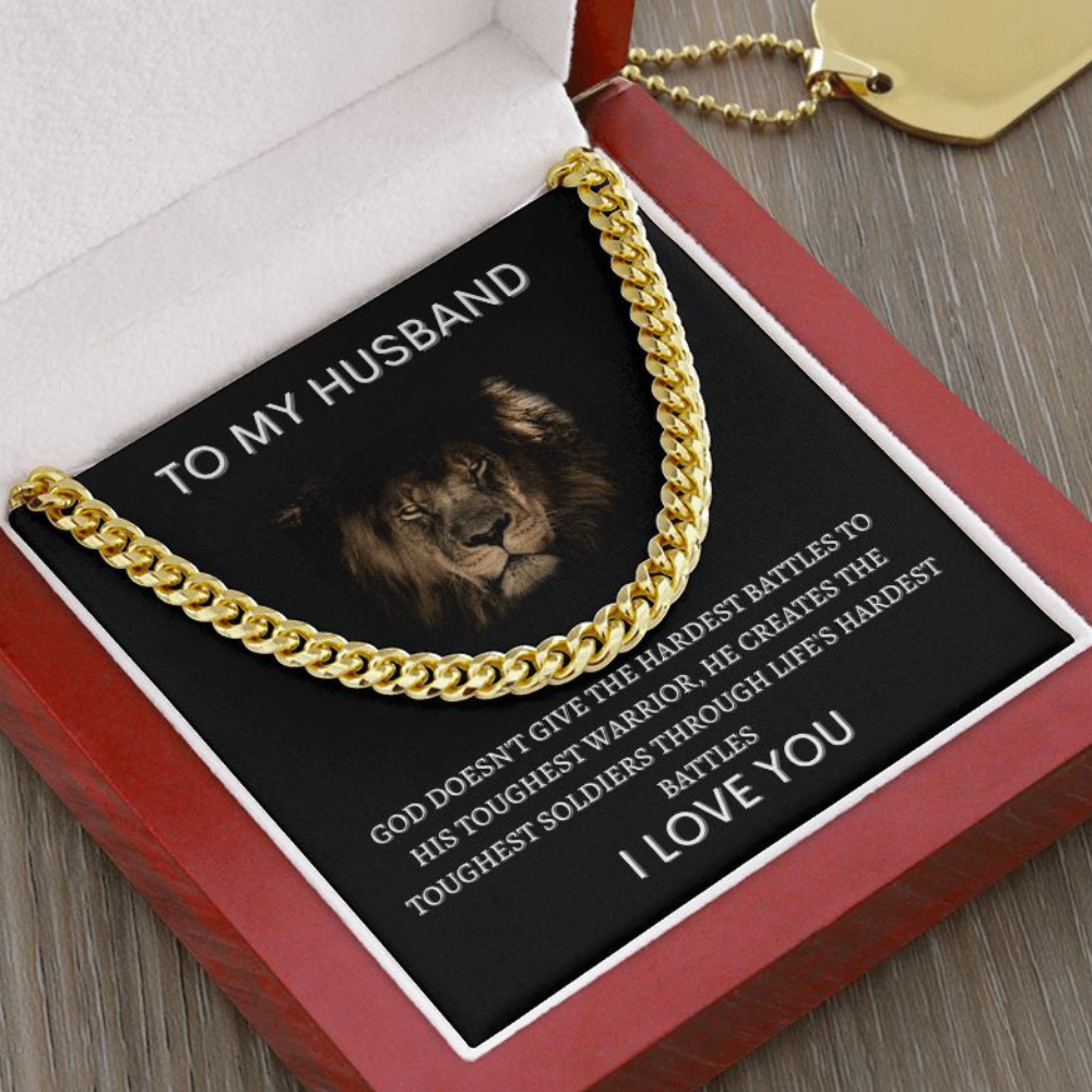 To My Husband Lion Cuban Link Chain Gift 🦁⛓️❤️