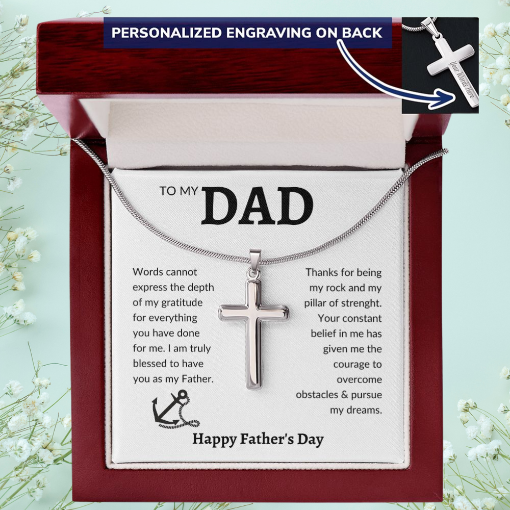 Personalized Engraving Dad cross, Dad Gift for father Birthday Gift, To my dad necklace