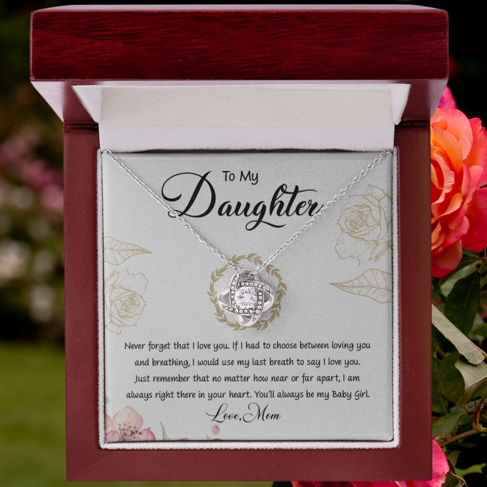 To My Daughter| There In Your Heart - Love Knot Necklace