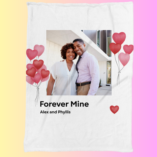 "Personalized Bliss: Luxurious 60x80 Blanket with Custom Photo and Text | Perfect Valentines Gift | Cozy Couples Blanket |