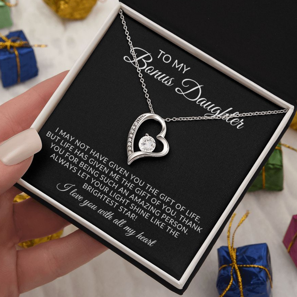 To My Bonus Daughter Forever Love Necklace Gift