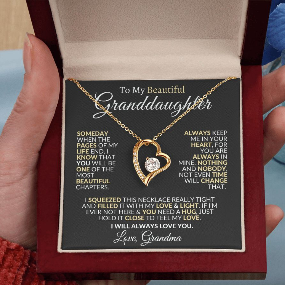 To My Beautiful Granddaughter Forever Love Necklace From Grandma