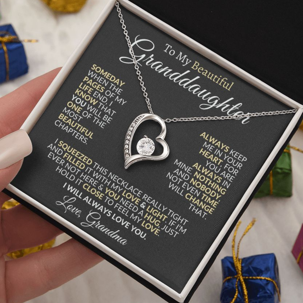 To My Beautiful Granddaughter Forever Love Necklace From Grandma